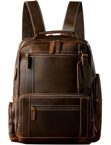 Vintage Handmade Leather Backpack: Durable & Stylish Travel Shoulder Bag for Men