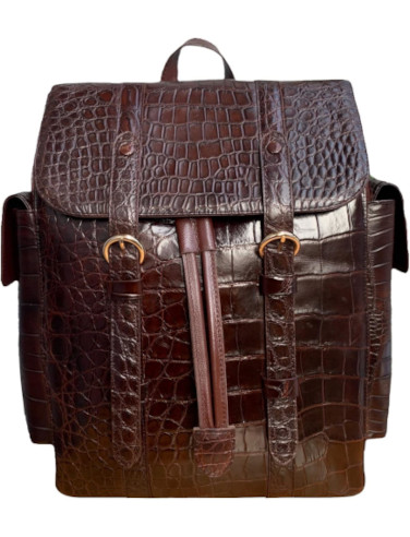 Women's Genuine Alligator Leather Backpack - Stylish Brown Outdoor Bags